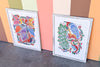 Pair of Colorful Bird Framed Art