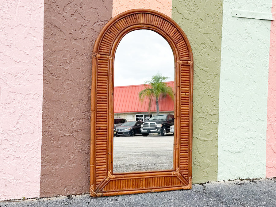 Old Florida Arch Rattan Mirror