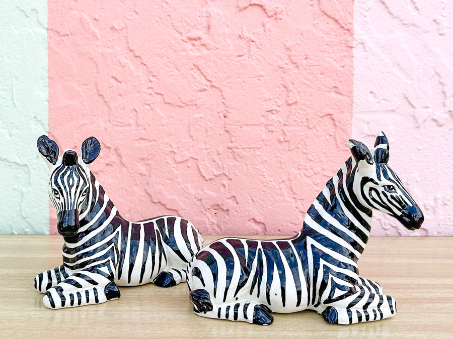 Pair of Petite Ceramic Italian Zebras