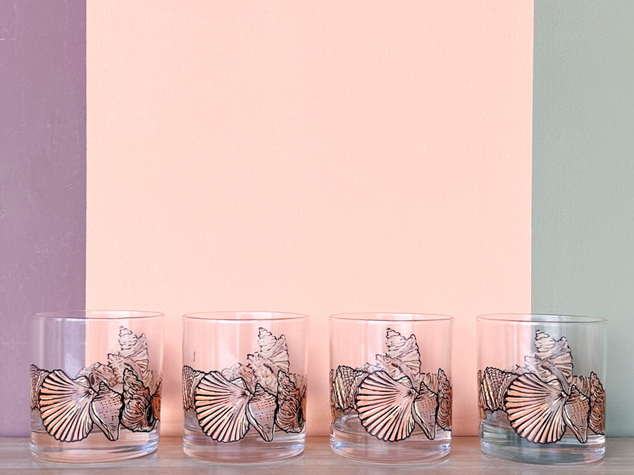 Set of Eight Seashell Rocks Glassware