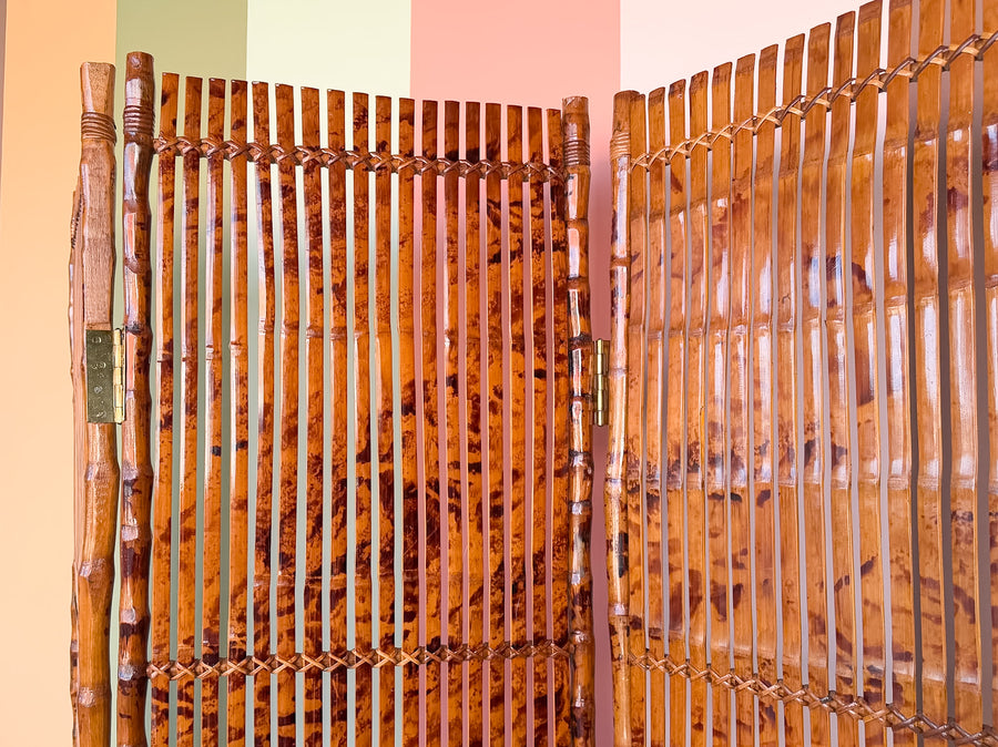 Tortoiseshell Bamboo Three Panel Screen