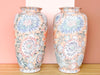 Pair of Pretty Peach Chinoiserie Vases