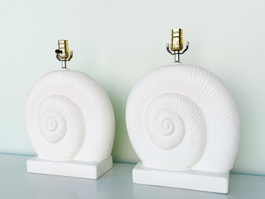 Pair of Coastal Nautilus Lamps