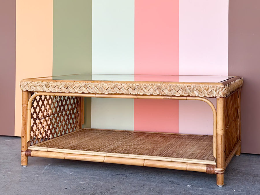 Braided Rattan Coffee Table