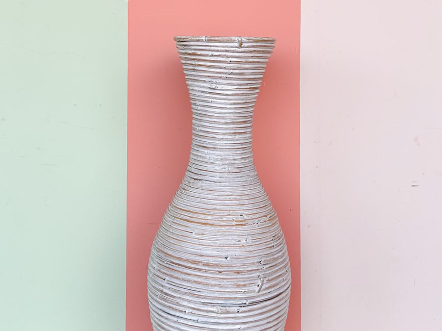 Pair of PIckled Pencil Reed Vases