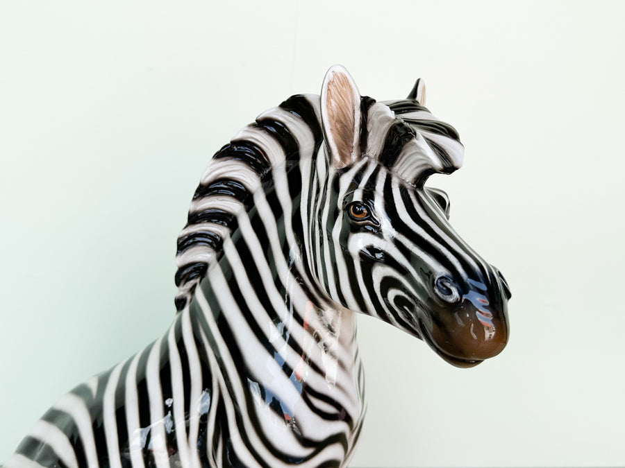 Large Lounging Italian Ceramic Zebra