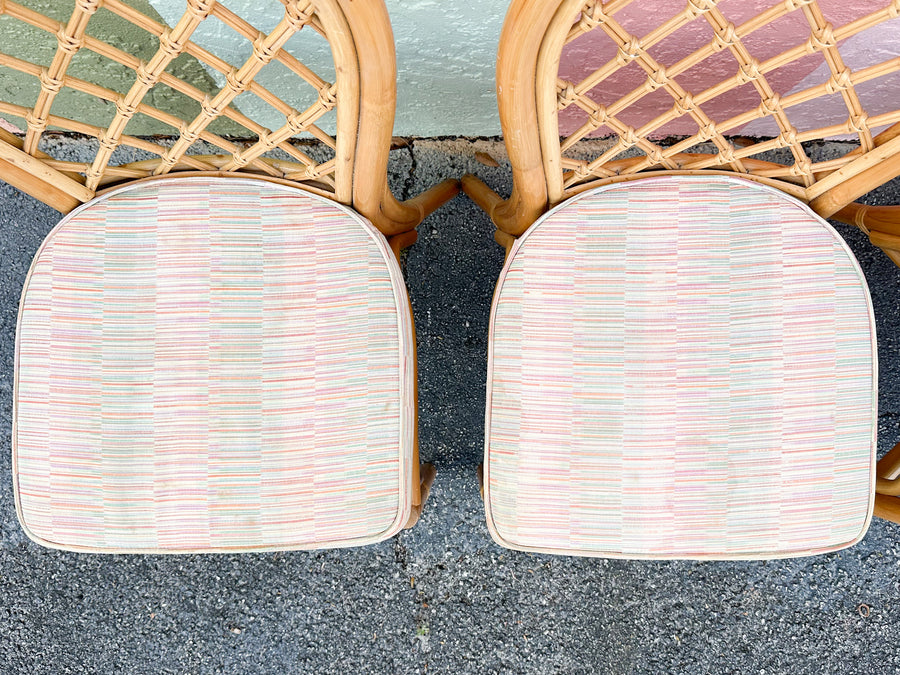 Set of Six Cute Coastal Rattan Dining Chairs