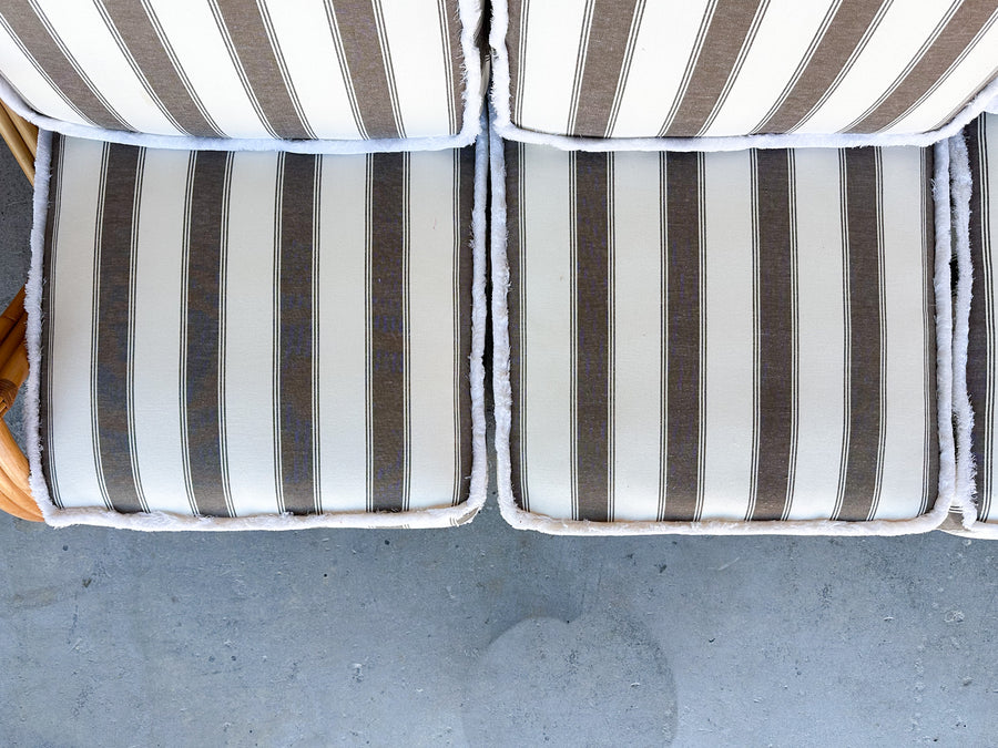 Newly Upholstered Frankl Style Rattan Pretzel Sofa