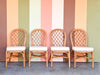Set of Four Rattan Lattice Dining Chairs
