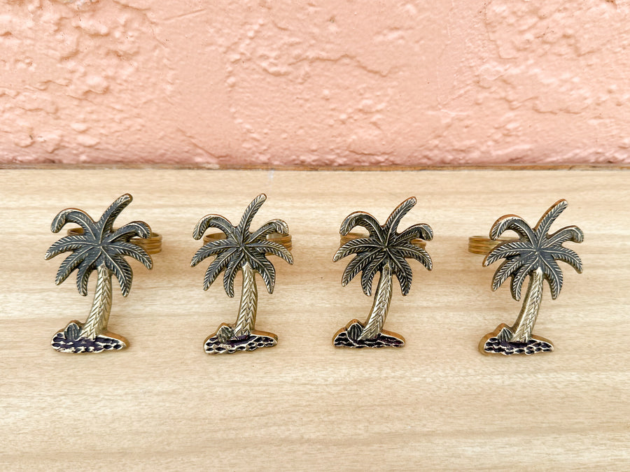 Set of Four Palm Tree Napkin Rings