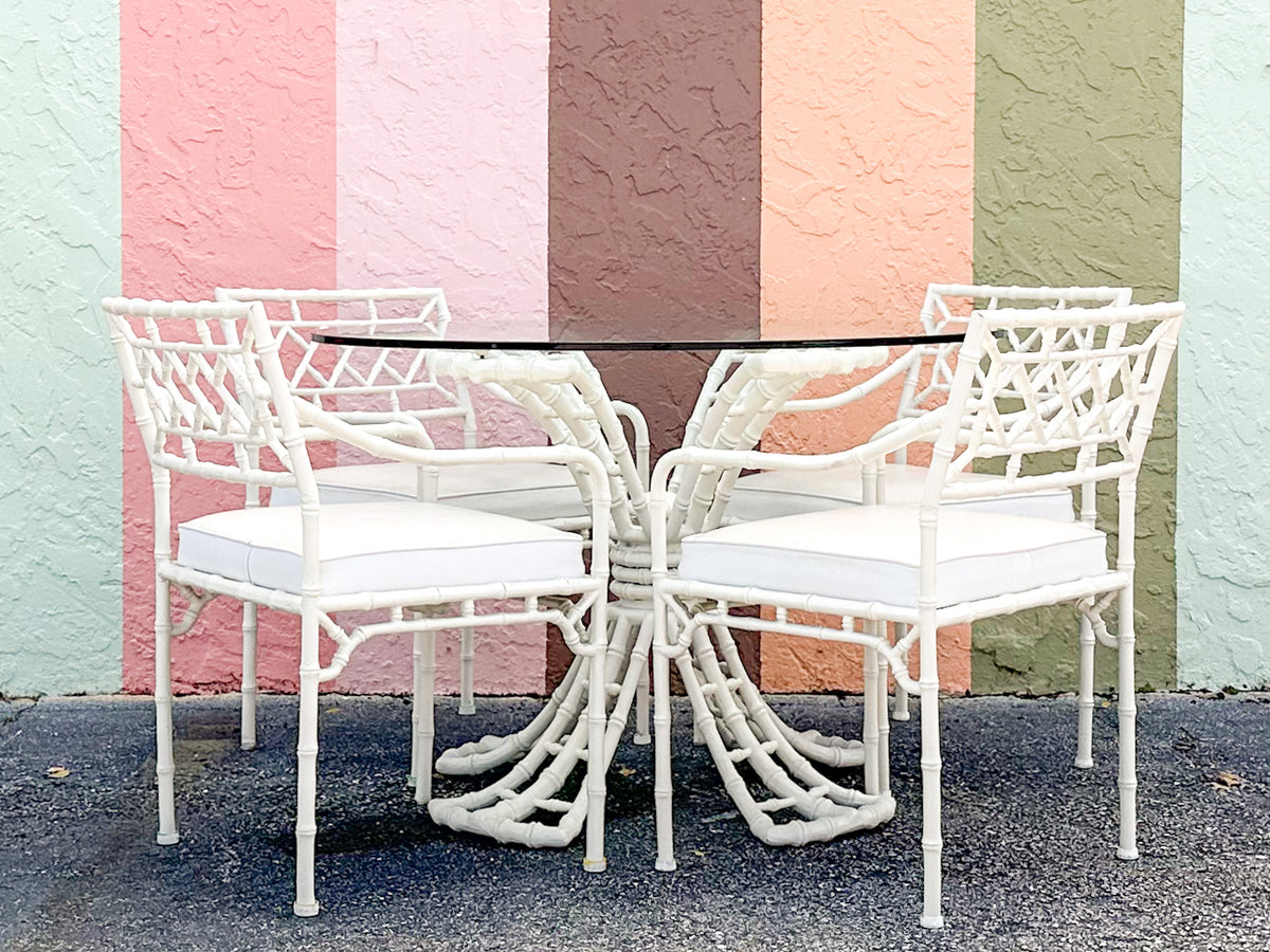 Palm Beach Style Faux Bamboo Outdoor Dining Set