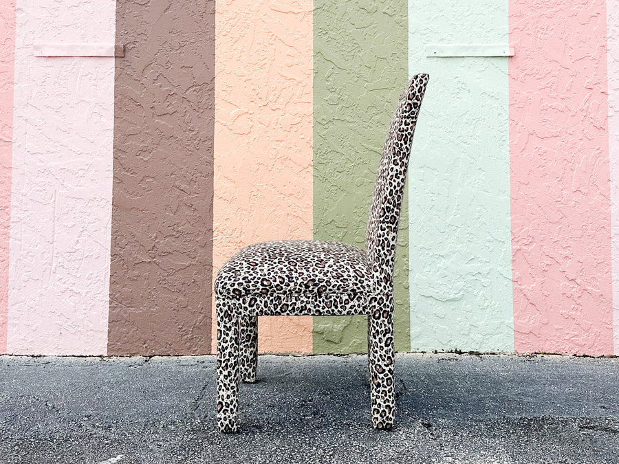 Set of Four Leopard Print Upholstered Side Chairs