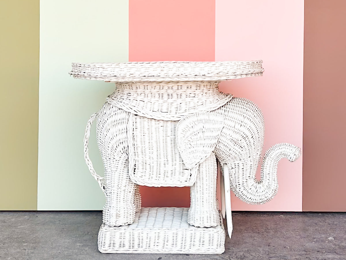 Wicker Elephant Garden Seat