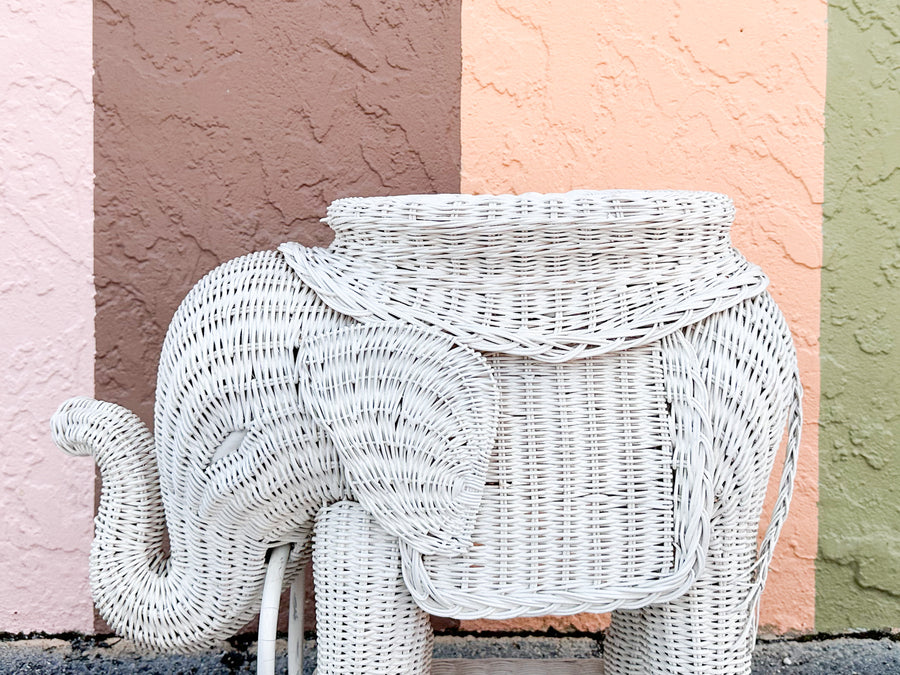 Wicker Elephant Garden Seat