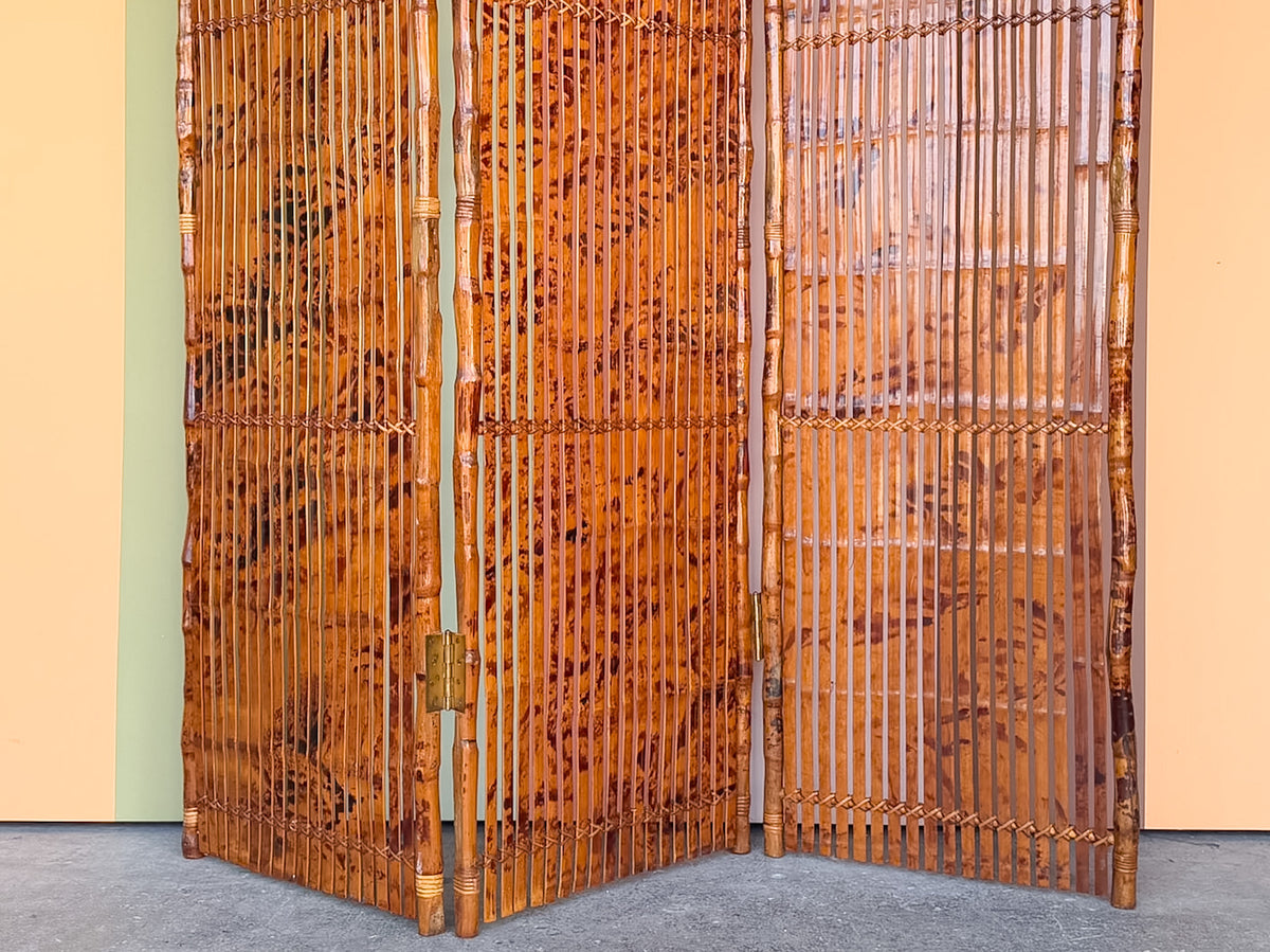 Tortoiseshell Bamboo Three Panel Screen