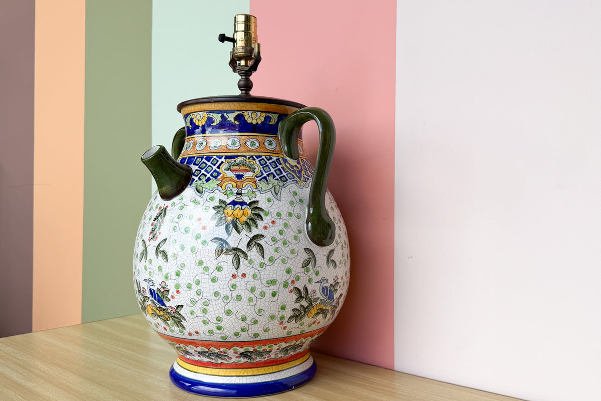 Large Hand Painted Urn Lamp