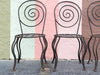 Set of Four Whimsical Circle Back Wrought Iron Chairs