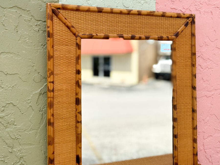 Tortoiseshell Bamboo Mirror with Shelf