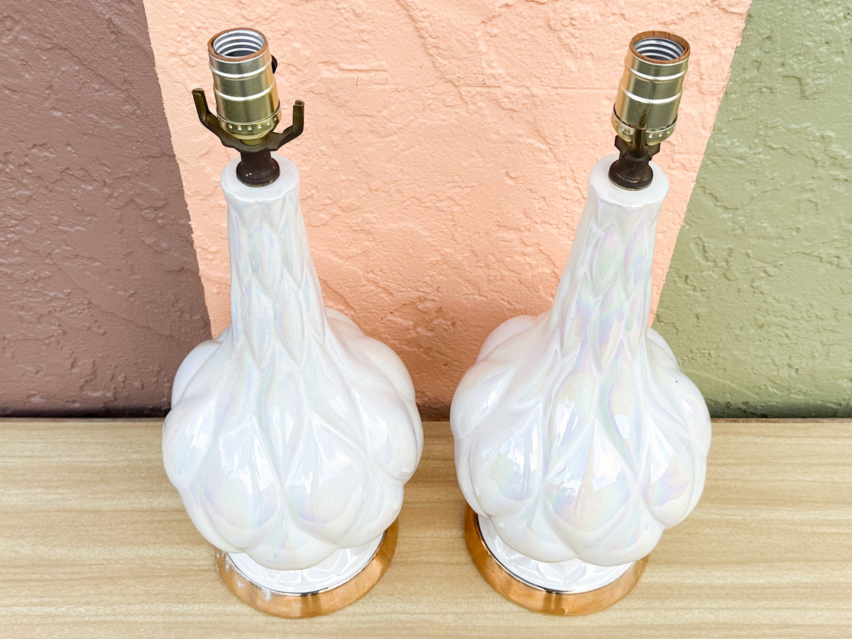Pair of Iridescent Ceramic Lamps