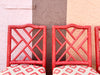 Set of Four Coral Chippendale Bar Stools