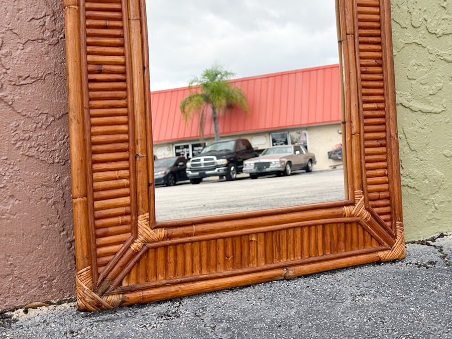 Old Florida Arch Rattan Mirror