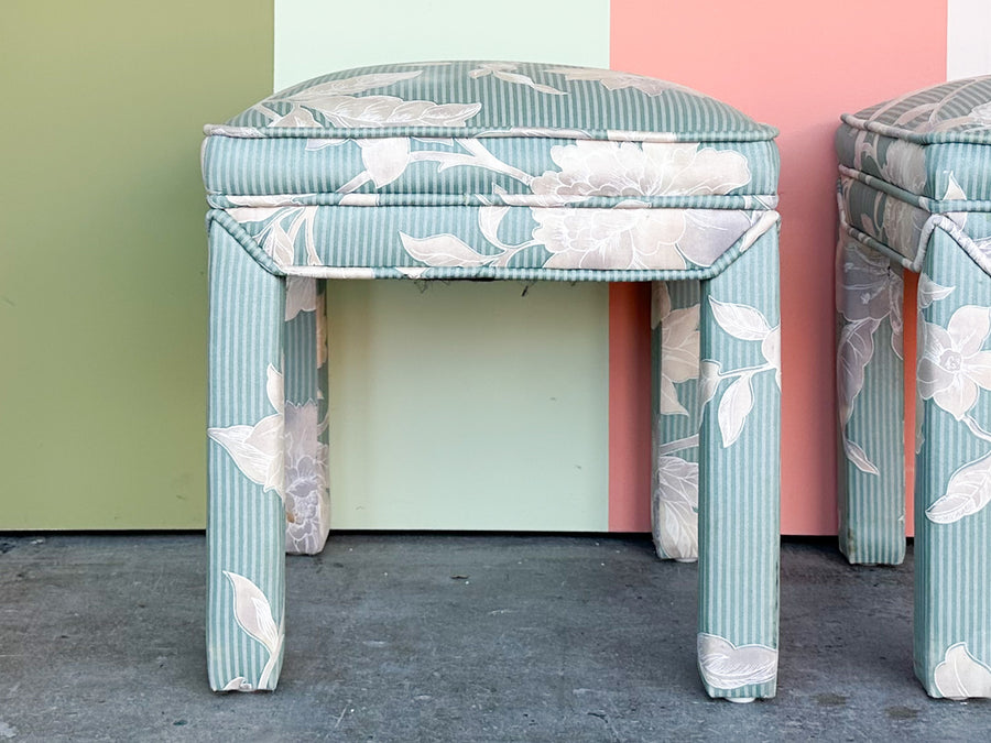 Pair of Floral Chic Parsons Style Stools