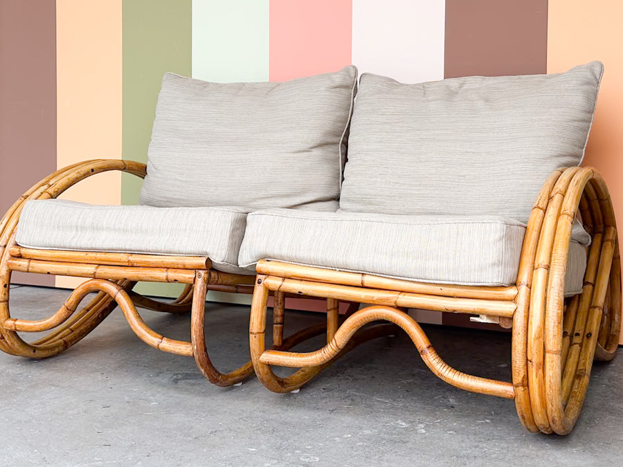 Frankl Style Rattan Pretzel Loveseat