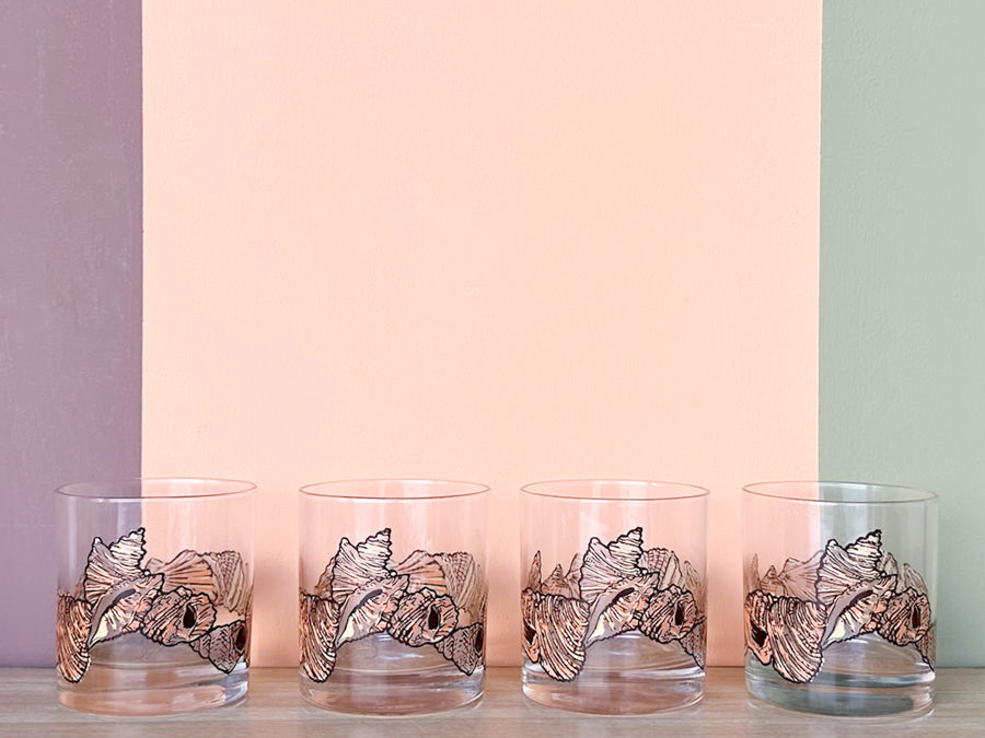 Set of Eight Seashell Rocks Glassware
