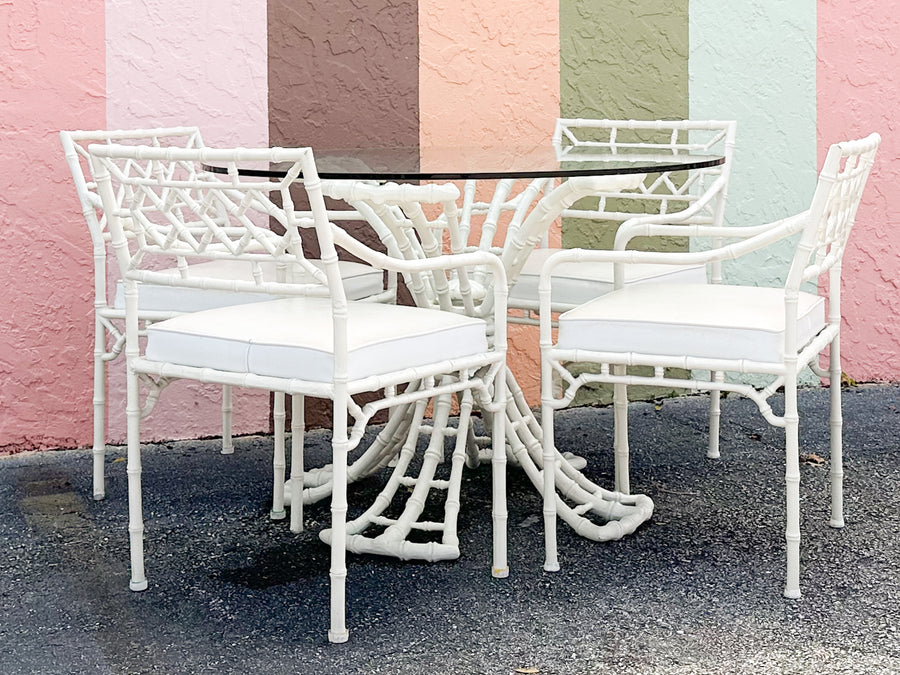 Palm Beach Style Faux Bamboo Outdoor Dining Set