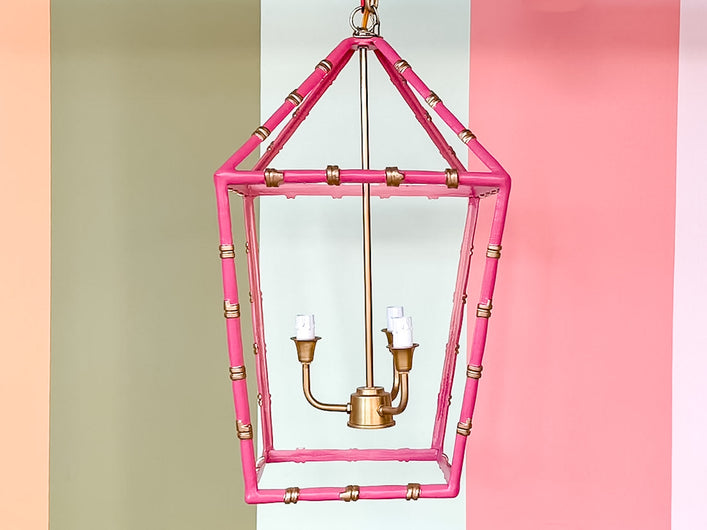 Pretty Pink Faux Bamboo Pagoda Lantern
