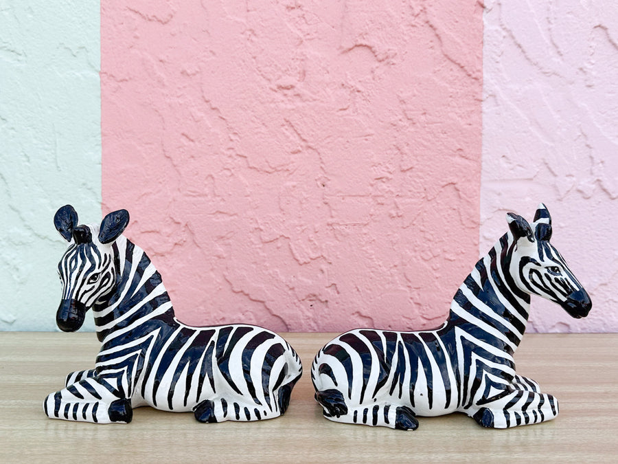 Pair of Petite Ceramic Italian Zebras