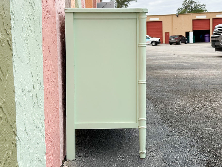 Painted Seafoam Faux Bamboo Dresser