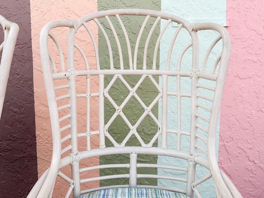 Pair of Rattan Wingback Chairs