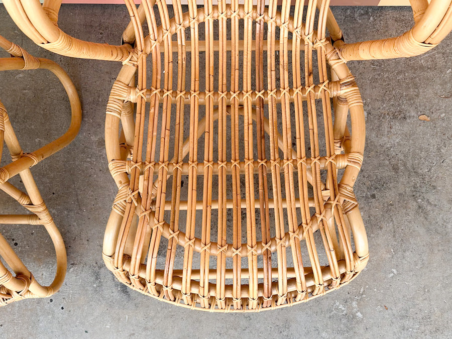 Pair of Coastal Chic Rattan Lounge Chairs