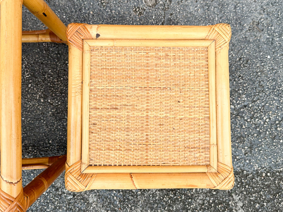 Set of Three Rattan Nesting Tables