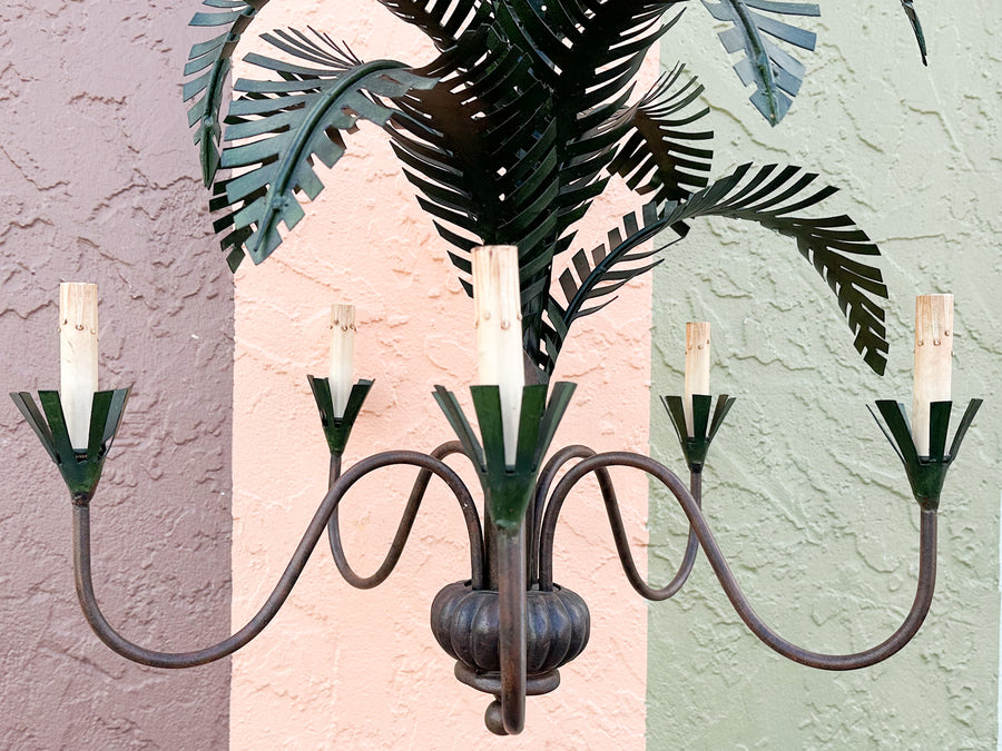 Curry and Company Tole Palm Chandelier