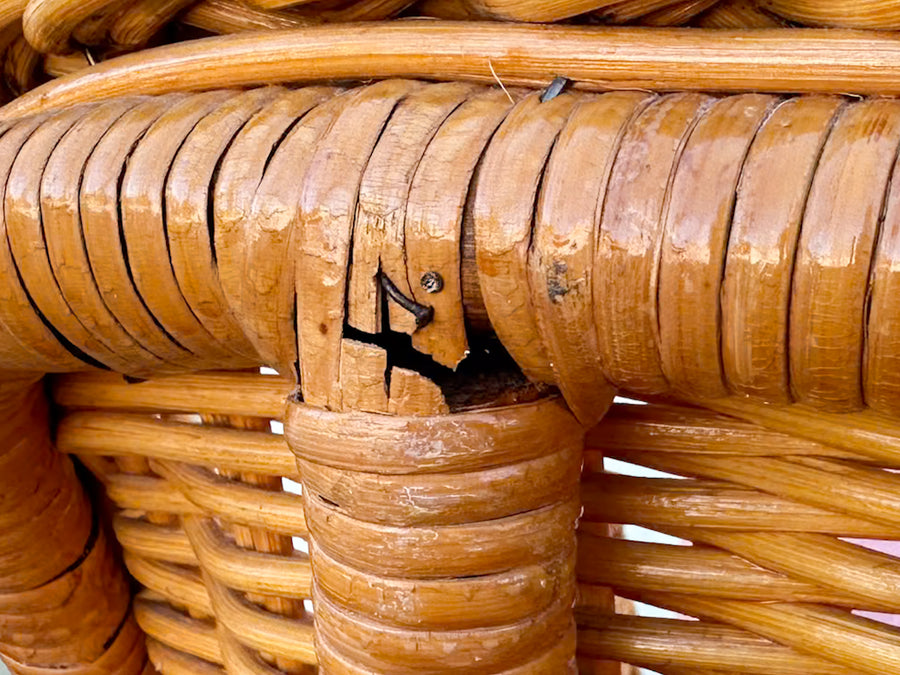 Pair of Braided Rattan Lounge Chairs