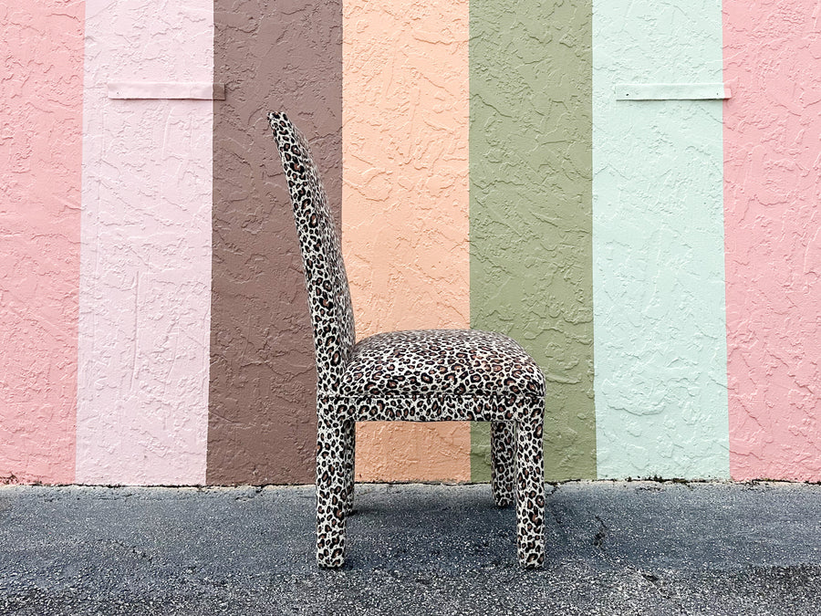 Set of Four Leopard Print Upholstered Side Chairs