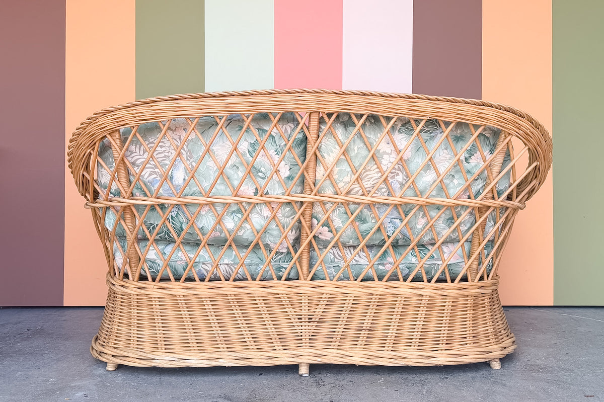 Braided Rattan Loveseat