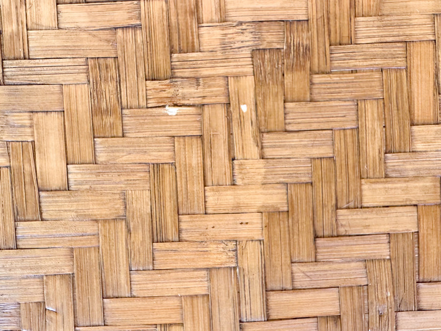 Old Florida Parquet Rattan Dining Table with Leaf