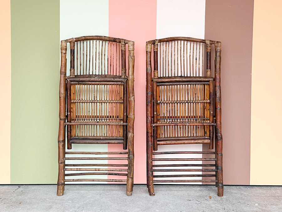 Pair of Bamboo Folding Chairs