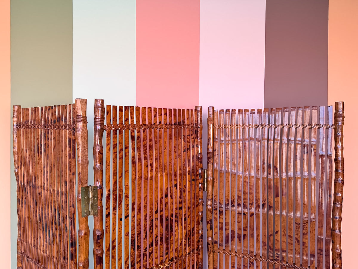 Tortoiseshell Bamboo Three Panel Screen