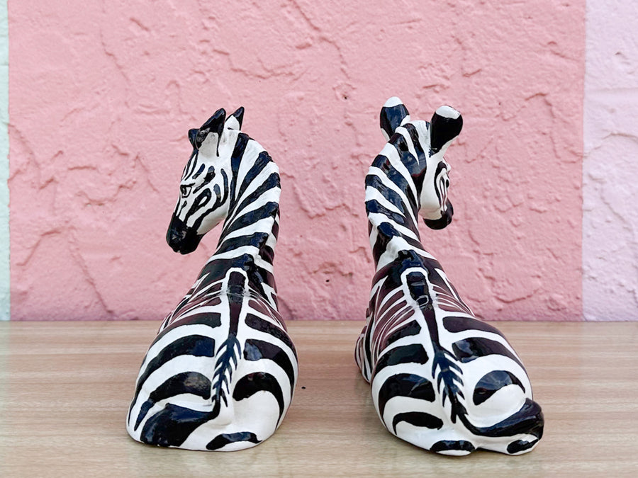 Pair of Petite Ceramic Italian Zebras