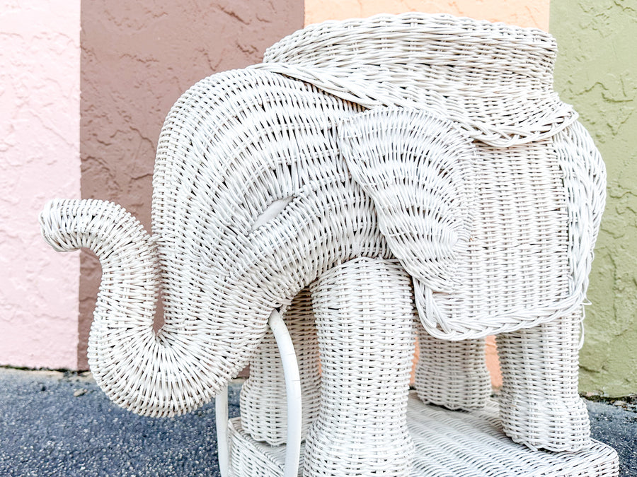 Wicker Elephant Garden Seat