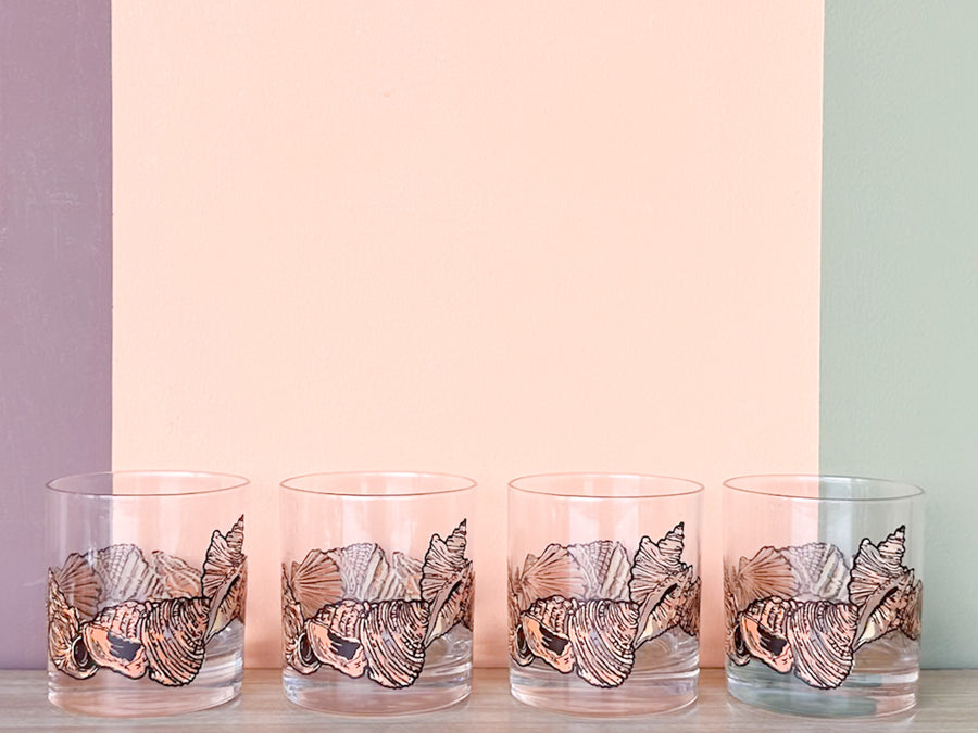 Set of Eight Seashell Rocks Glassware