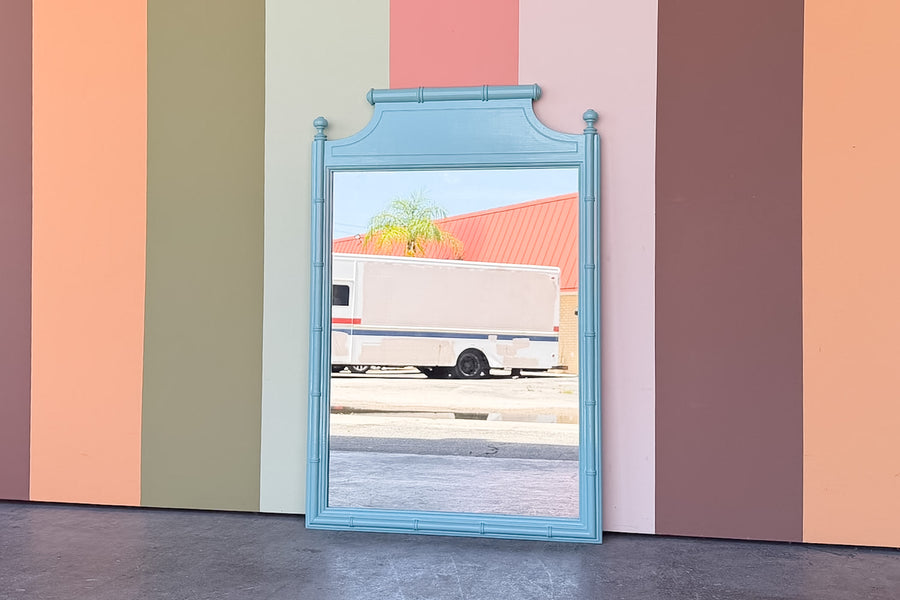 Turquoise Faux Bamboo Pagoda Mirror
