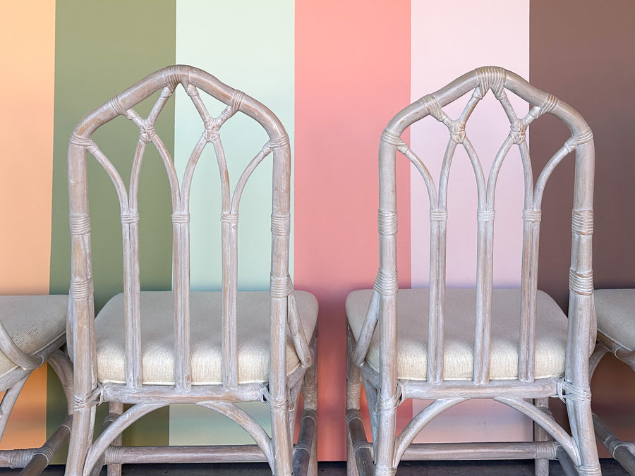Set of Four McGuire Style Cathedral Dining Chairs