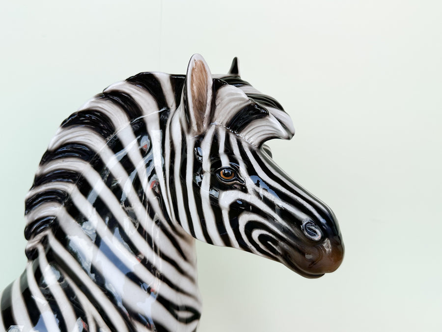 Large Lounging Italian Ceramic Zebra