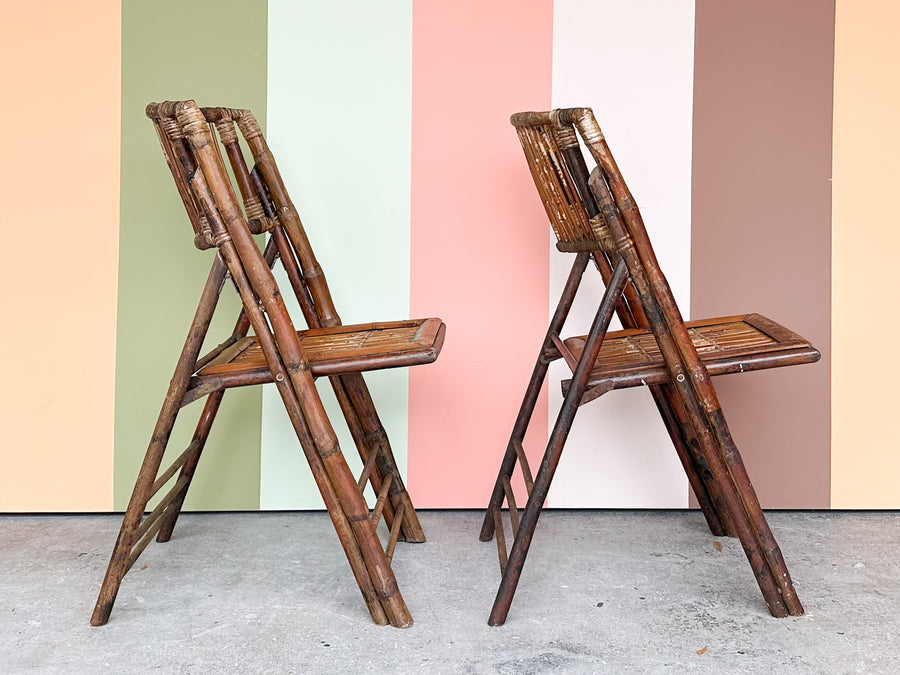 Pair of Bamboo Folding Chairs