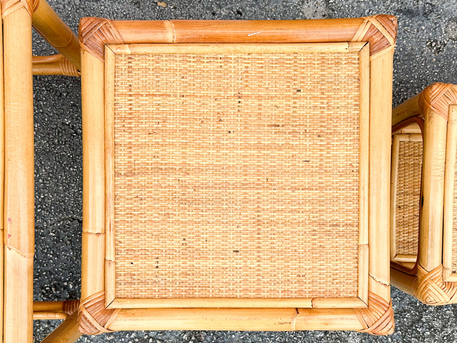 Set of Three Rattan Nesting Tables